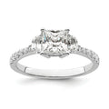 14k White Gold 3 Stone Half Moon/Princess Cut CZ Ring E175980