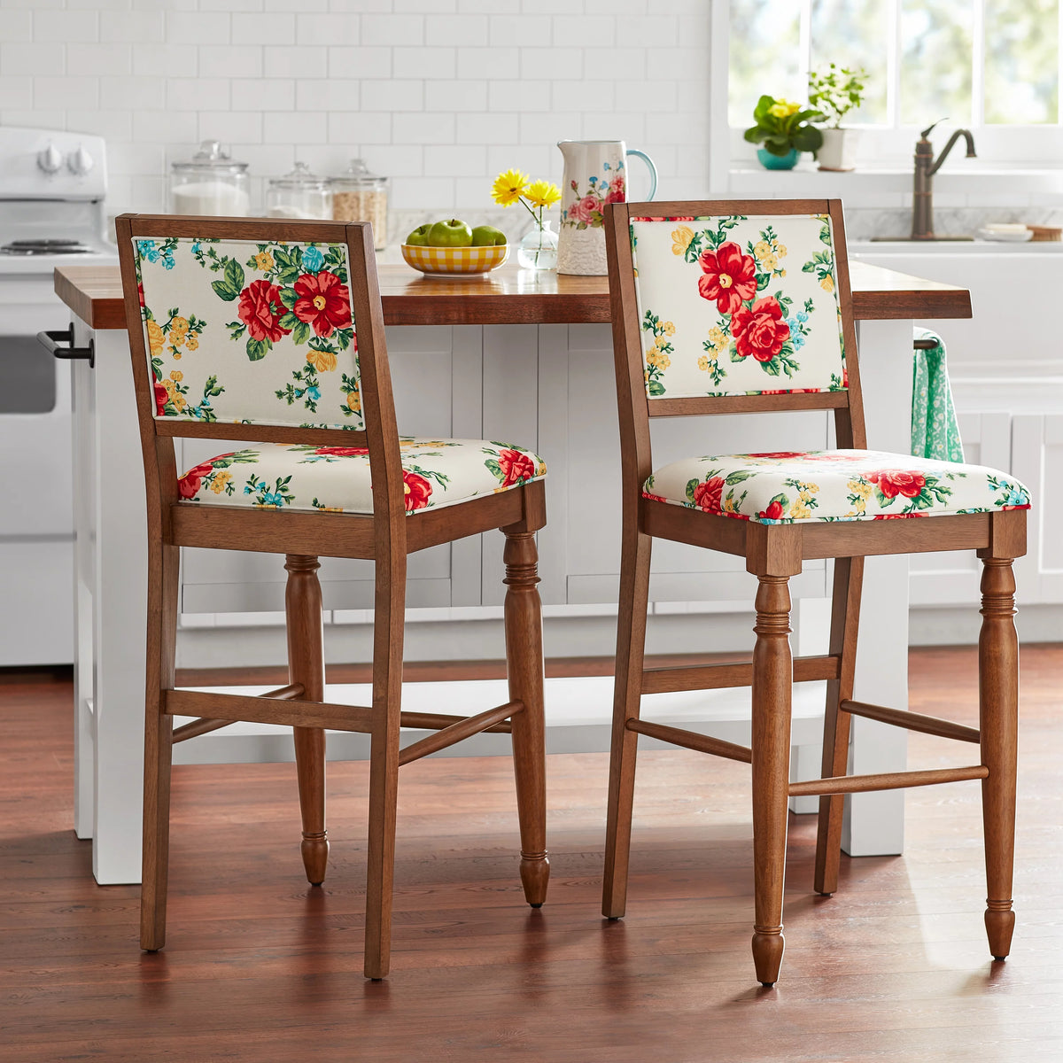 Set of 2 Solid Wood Bar Stools H778562
