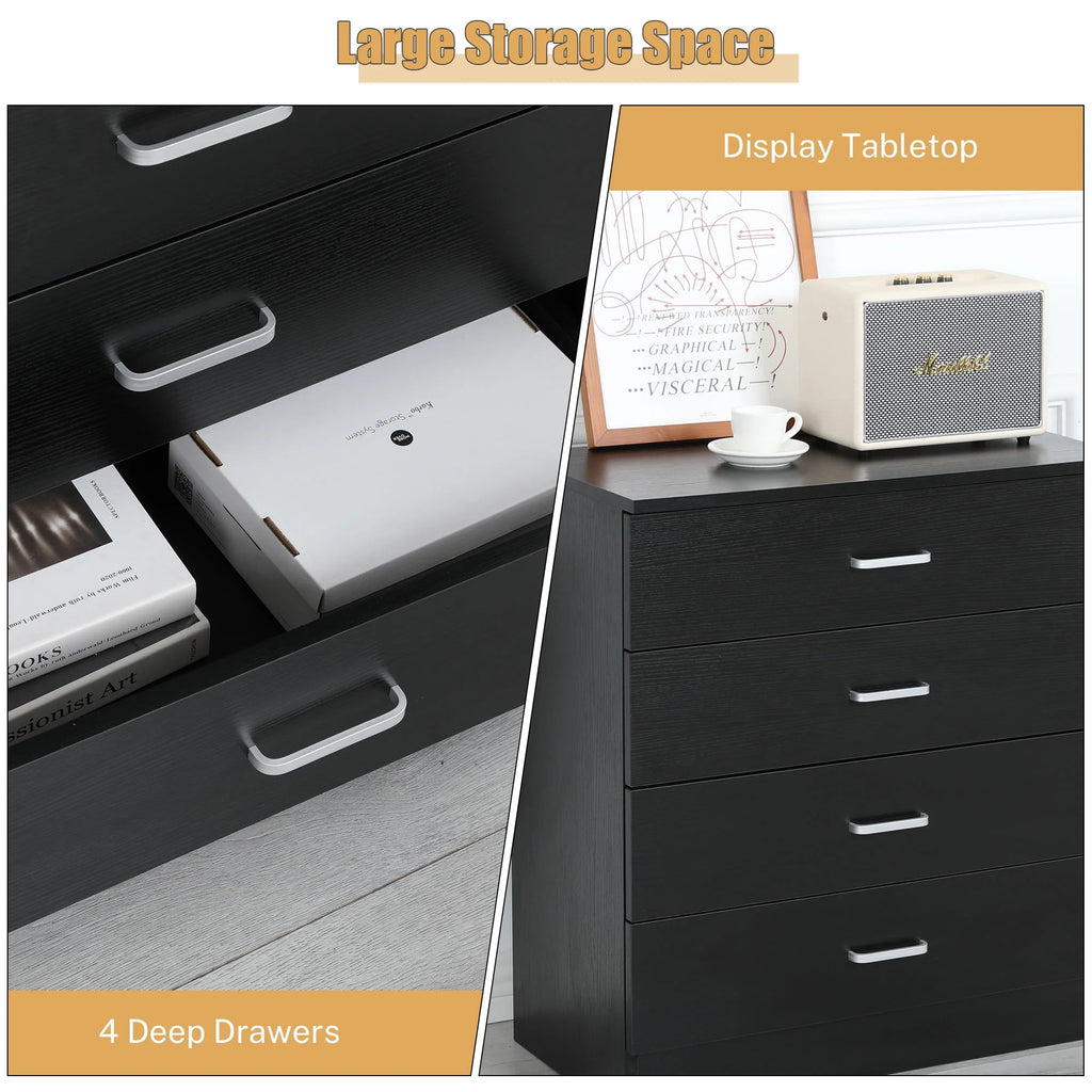 Black 4 Drawer Dresser C476