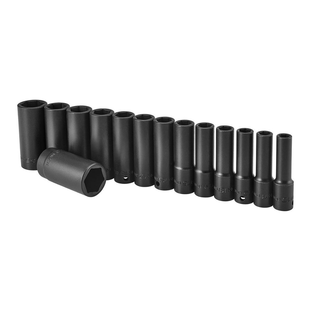 1/2 in. Drive Metric Deep Impact Socket Set, 14-Piece F57657