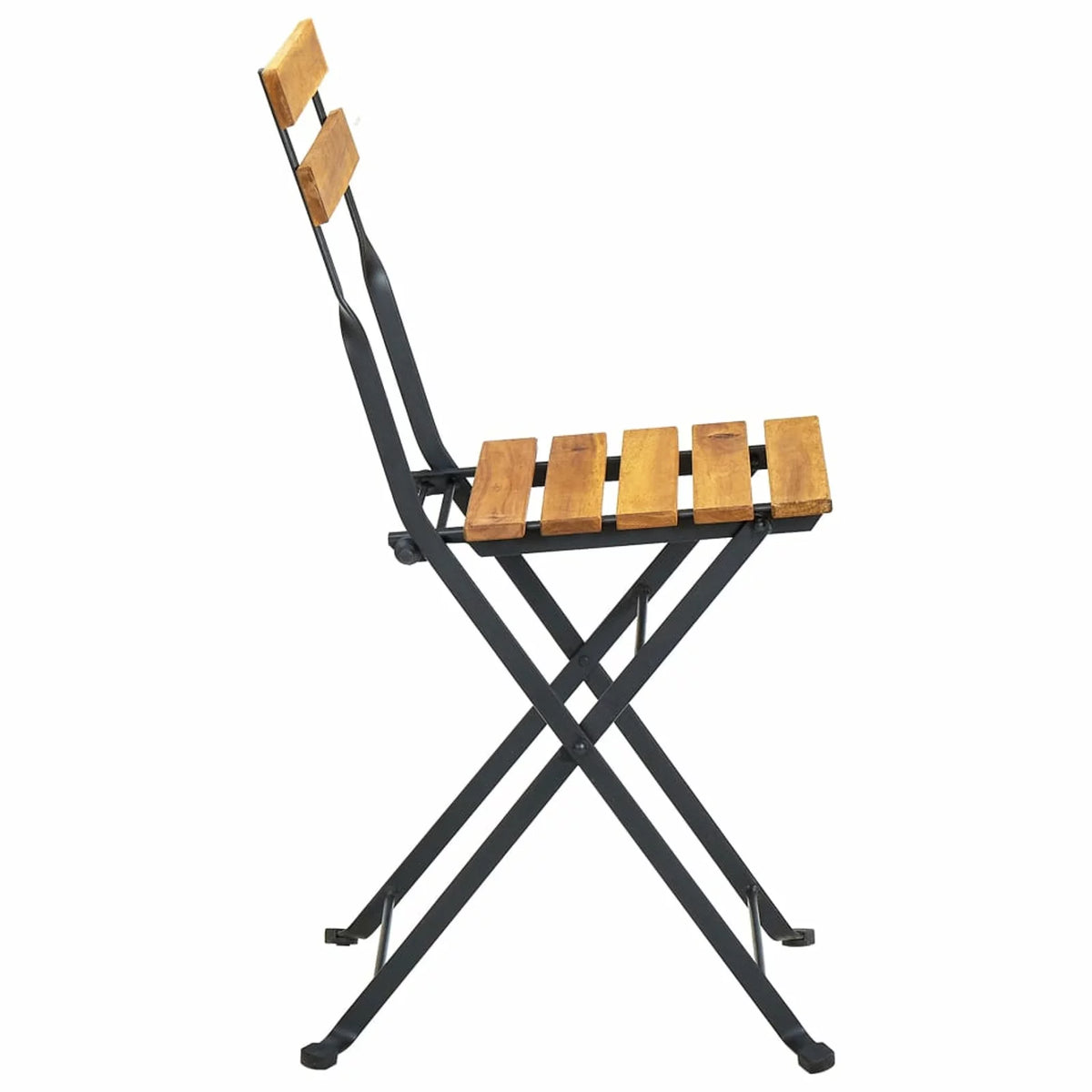 3 Piece Folding Bistro Set Acacia Wood Tabletop Steel Frame Y570