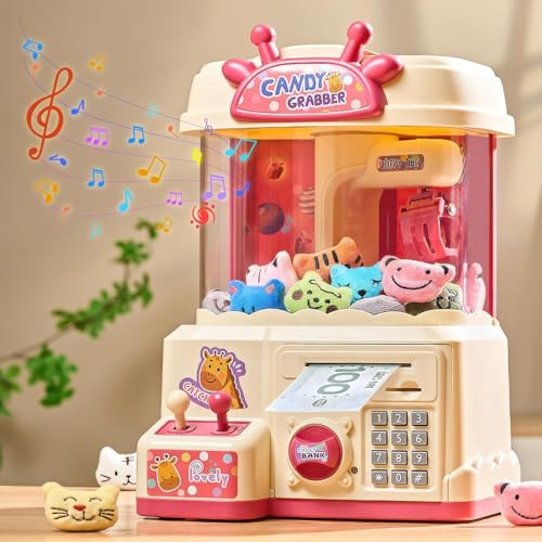 Mini Claw Machine with Music & Lights, 10 Dolls and Game Coins F185440