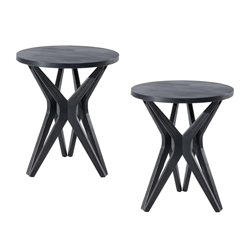 Distressed Ash Grey Round End Table Set of 2 V208420