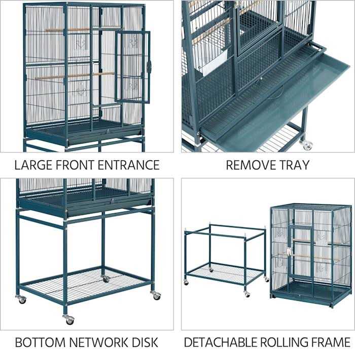 Metal Bird Cage with Rolling Detachable Stand F3334