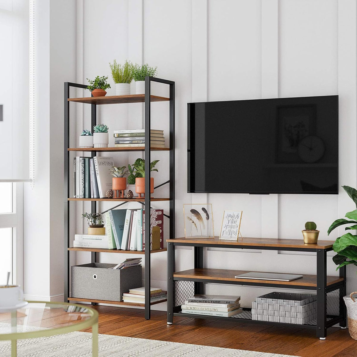 5-Tier Bookshelf with Steel Frame K751
