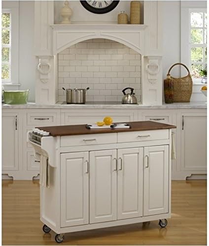 Stainless Steel Kitchen Cart in White H58711