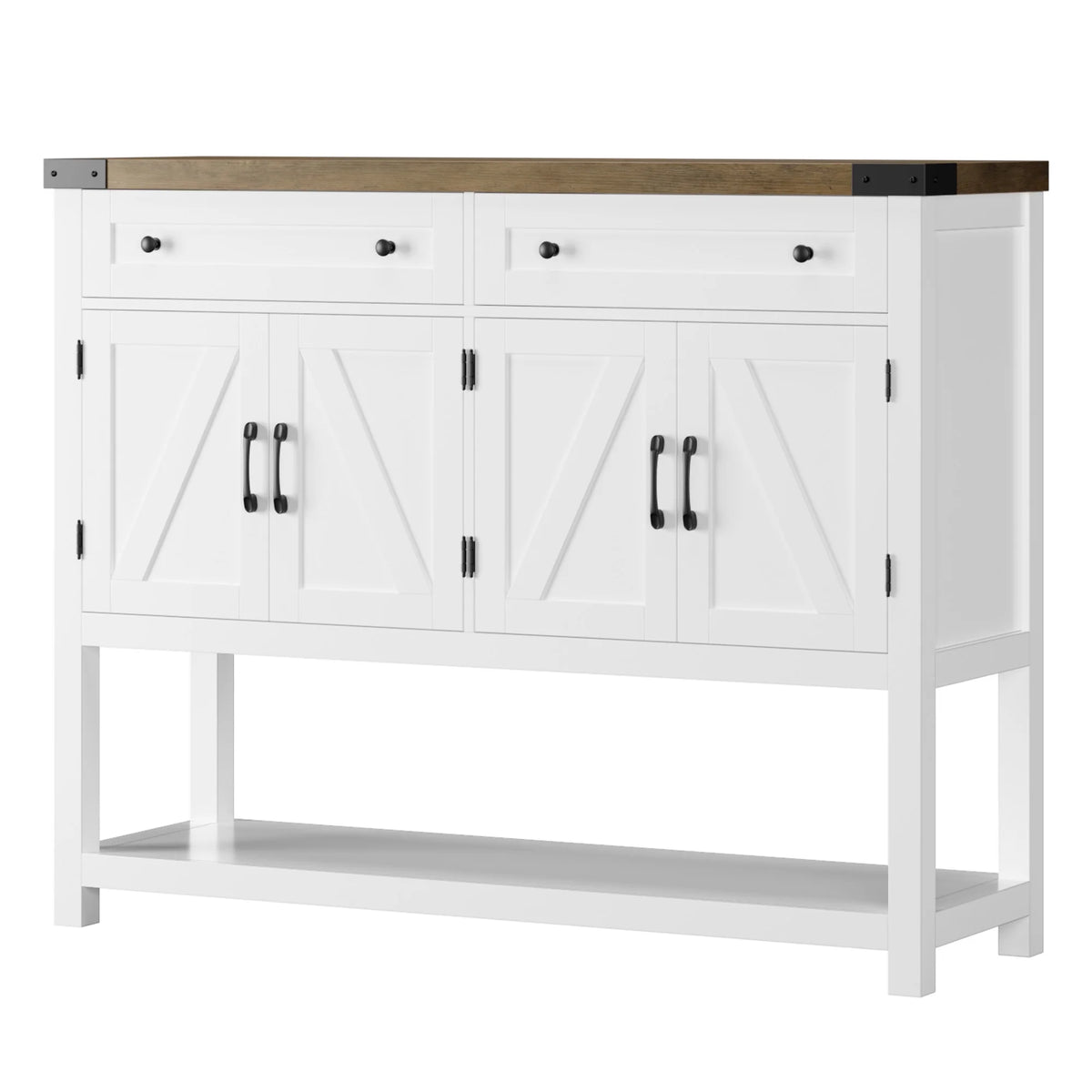 White 2 Drawer 4 Door Wood Console Table K740028