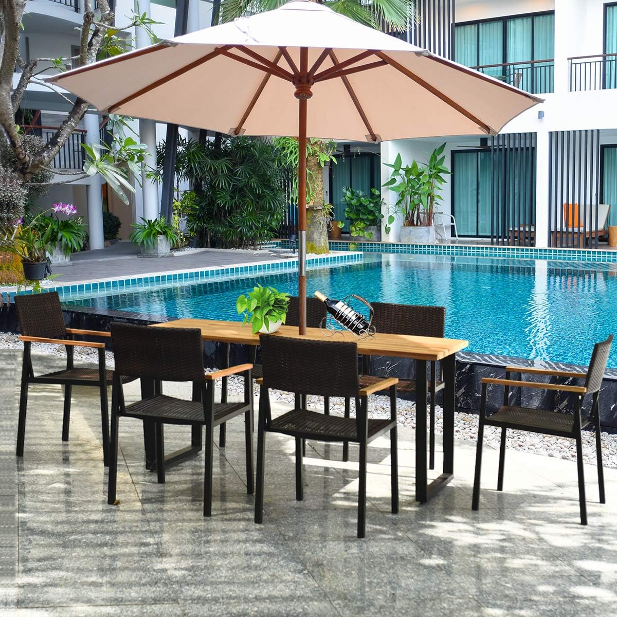 7 Pc Acacia Wood Outdoor Dining Set N845