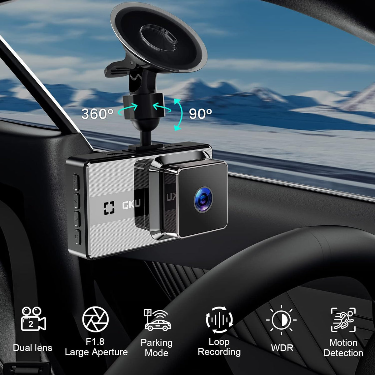 Dash Cam Front and Rear Full HD Dual 1080P 170° Wide Angle Car Camera with Night Vision, Parking Monitor, Motion Detection, Loop Recording Pack of 2 T458
