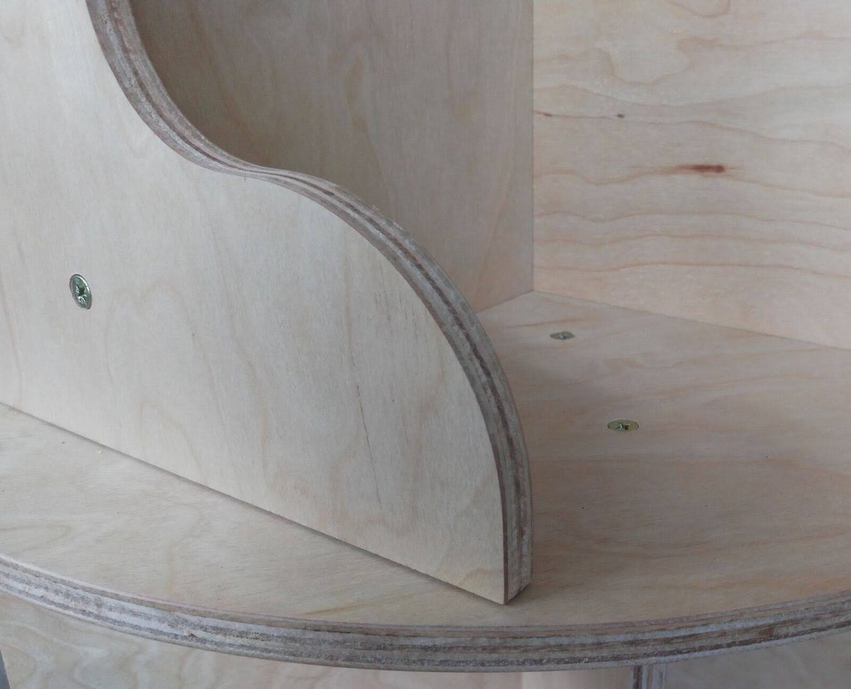 Natural Finish Two-Tier Round Wooden Bookcase V12799