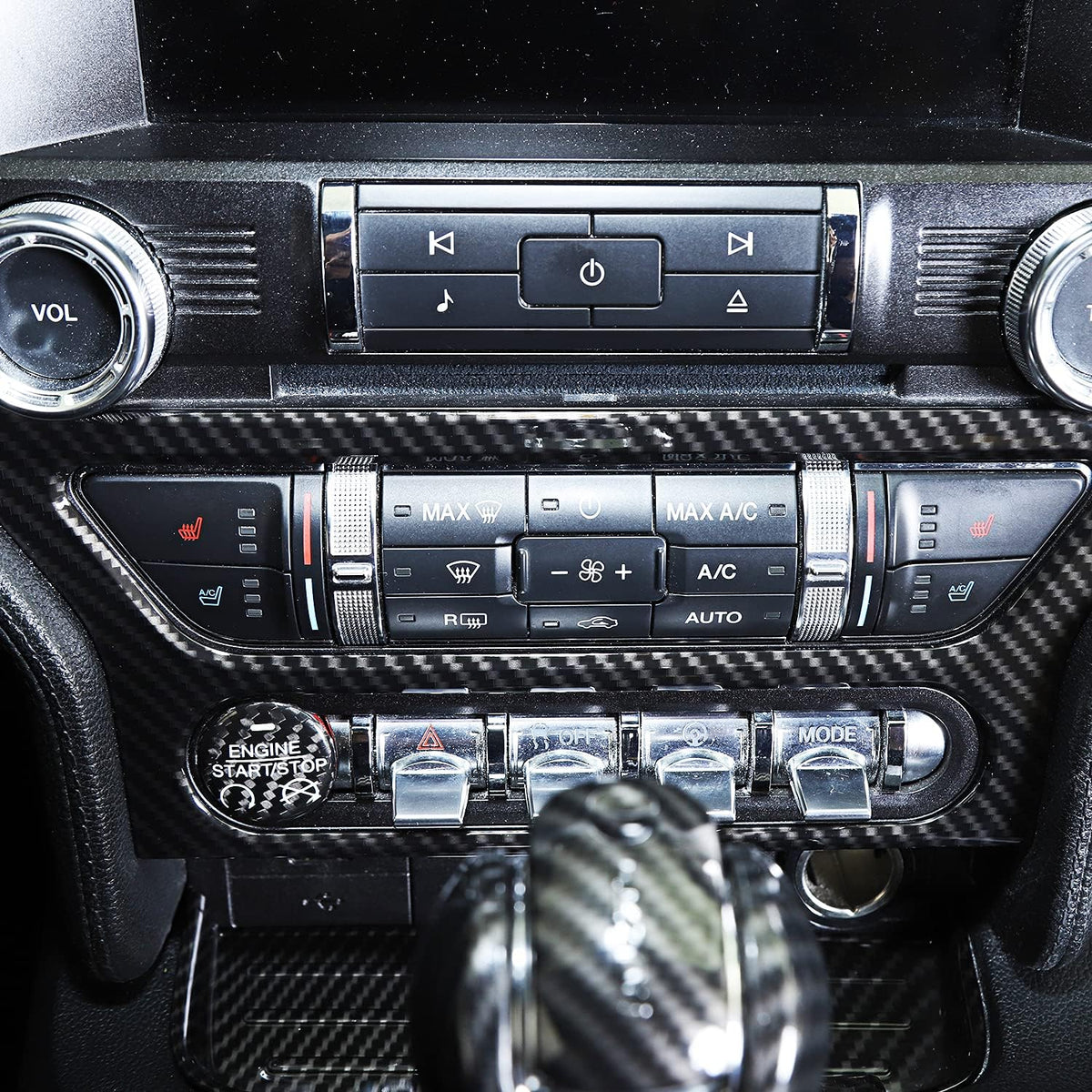 Carbon Fiber Center Console Multimedia Panel Decoration Trim Sticker Pack of 2 V330837