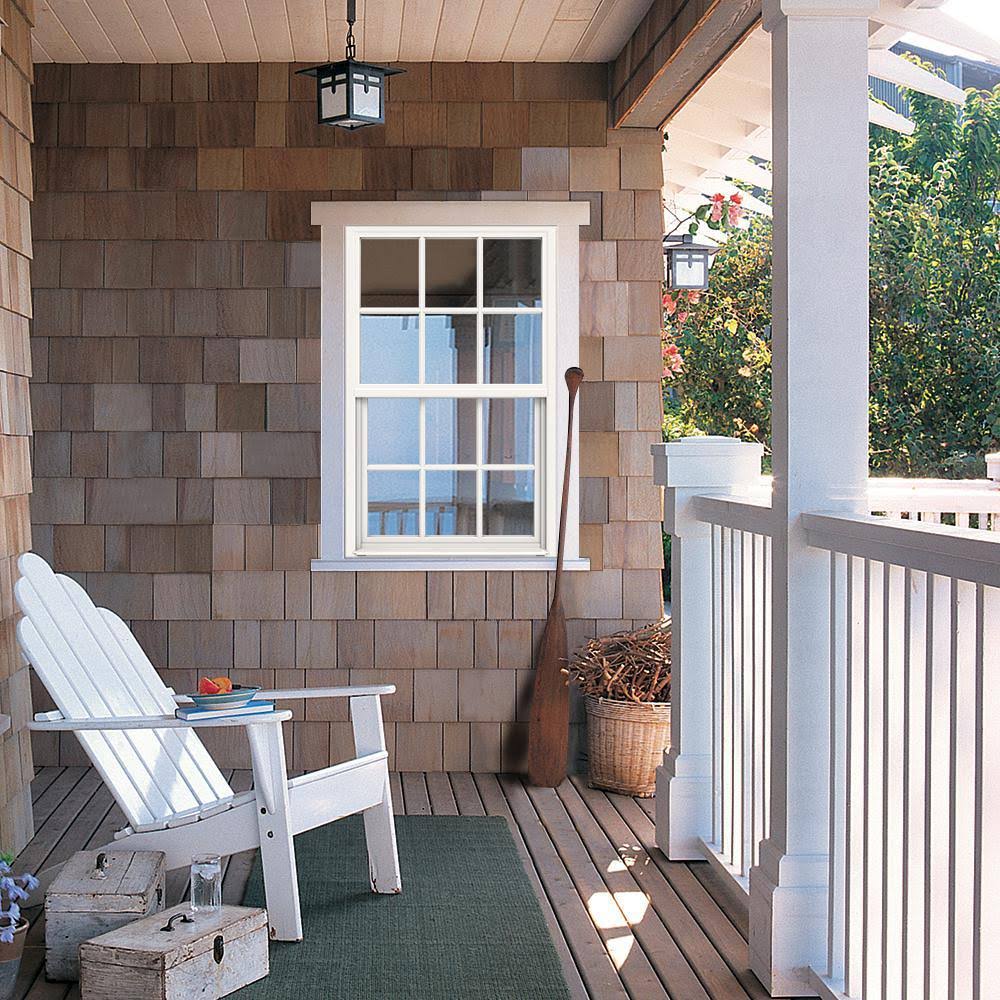 30 in. x 48 in. White Single-Hung Vinyl Window with 6-Lite Colonial Grids Z745687