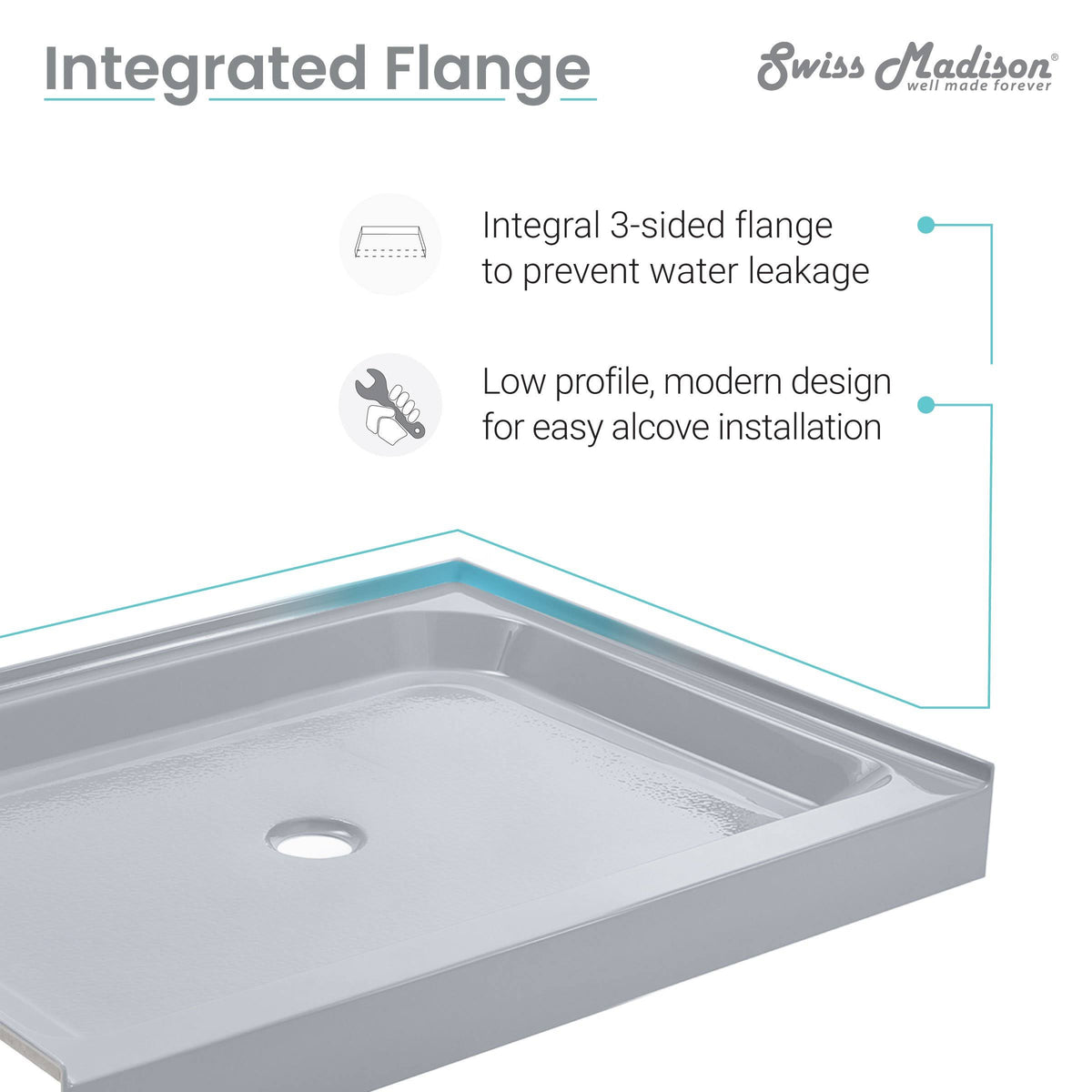 Gray Single Threshold Shower Base G4529