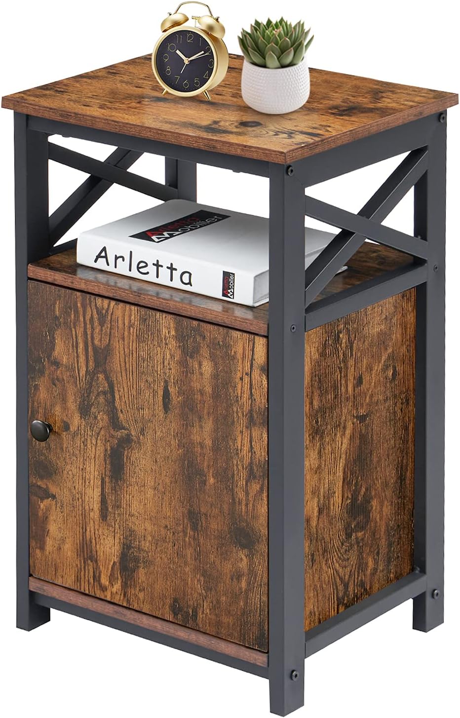 Brown Storage Cabinet and Drawer Nightstand W3177