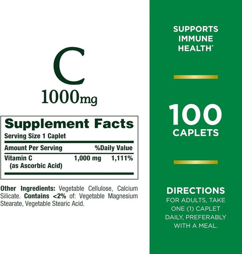 1000mg Vitamin C Supplement, 100 Capsules U6871