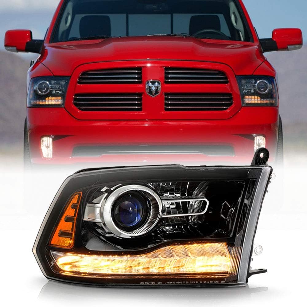 2013-2015 Dodge Ram 1500 2500 3500 Black Trim Headlamp Passenger Side Q812582