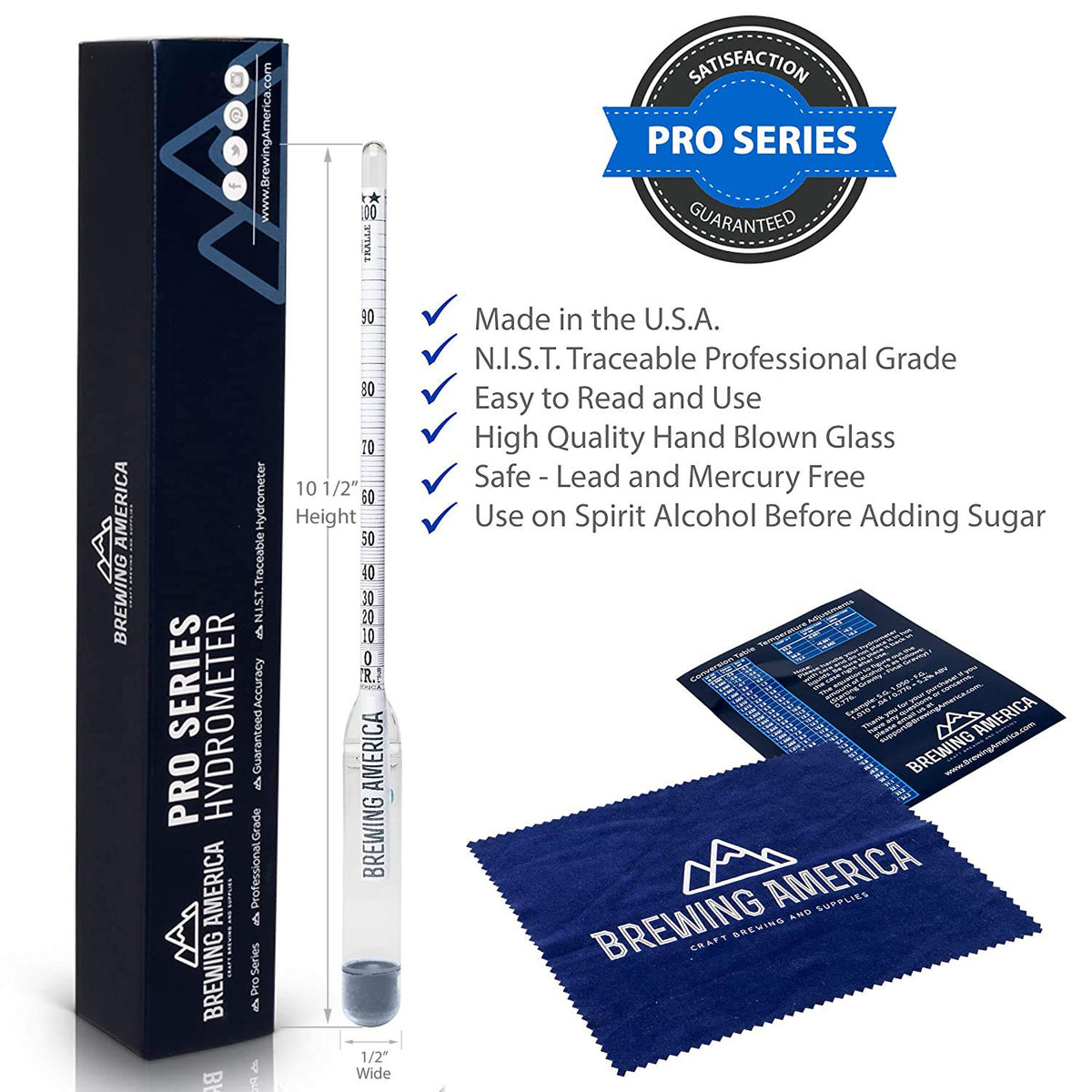 Alcohol Hydrometer Tester 0-200 Proof Pack of 2 O151892