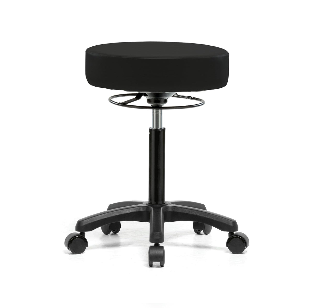 Gray Vinyl Rolling Height Adjustable Stool T418