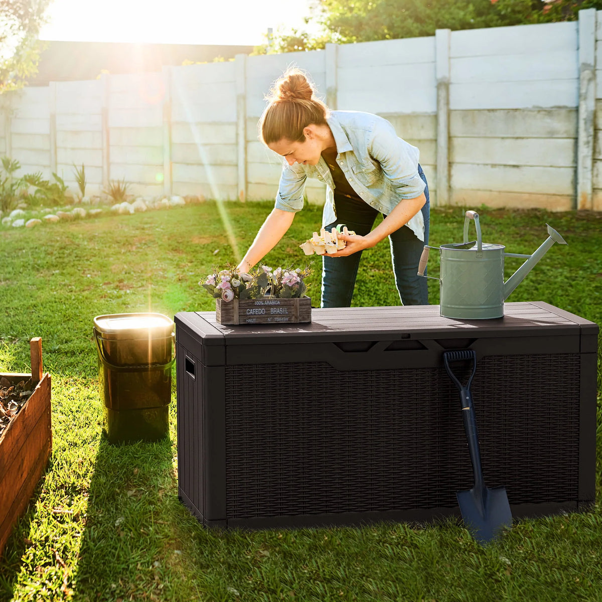 100 Gallon Black Plastic Resin Storage Box Q93111