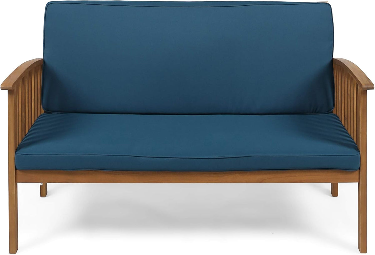 Brown Patina Acacia Wood Outdoor Loveseat J6892