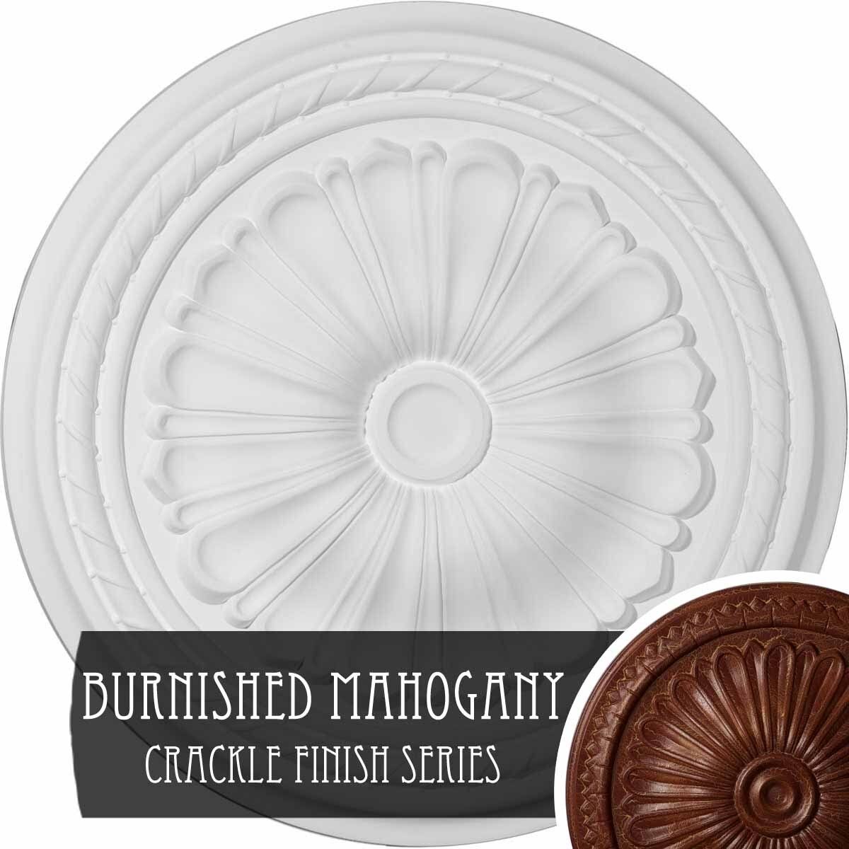 Hand-Painted Burnished Mahogany Crackle Ceiling Medallion Z838