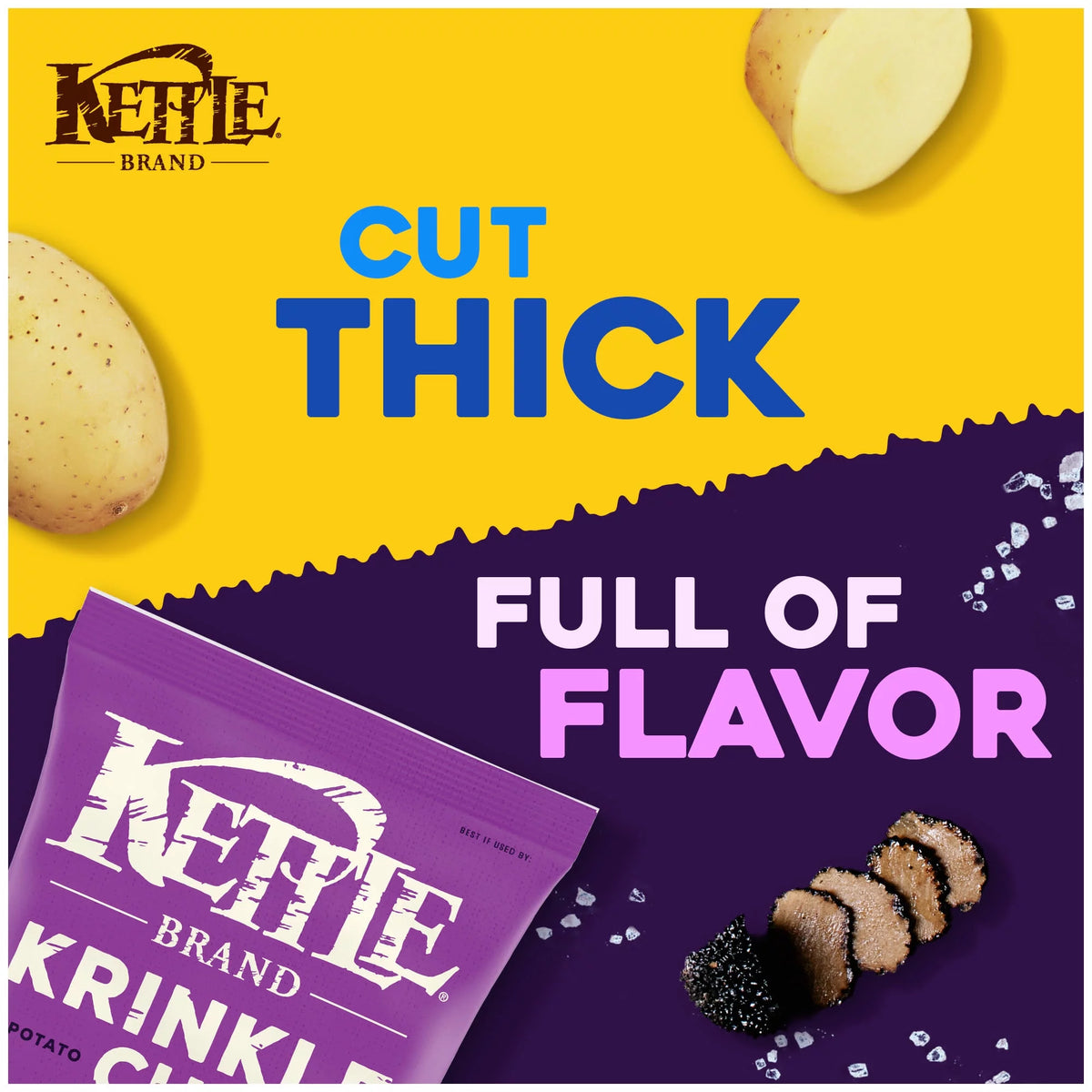 Krinkle Cut Truffle Oil and Sea Salt Kettle Chips, 8.5 oz A68212