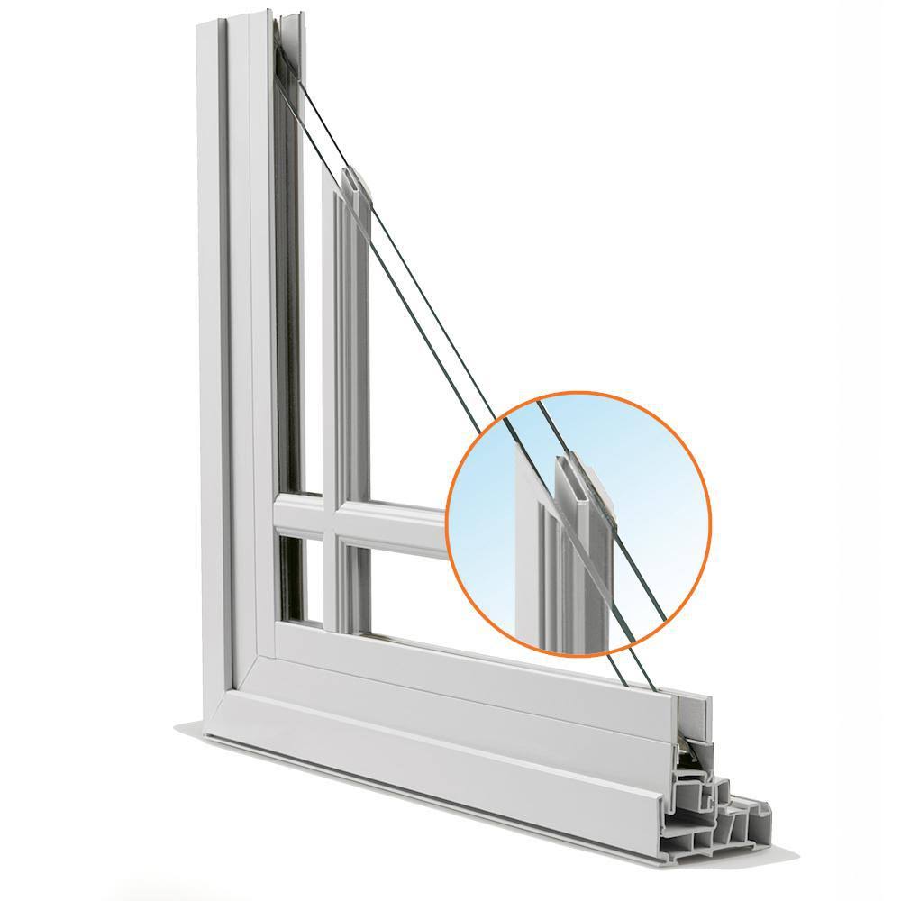 30 in. x 48 in. White Single-Hung Vinyl Window with 6-Lite Colonial Grids Z745687