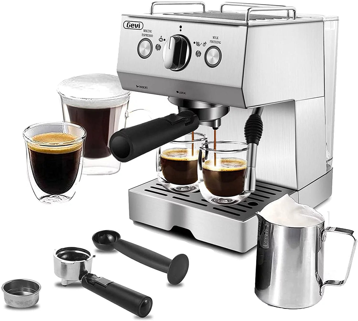Silver Stainless Steel 15 Bar Espresso Machine S998