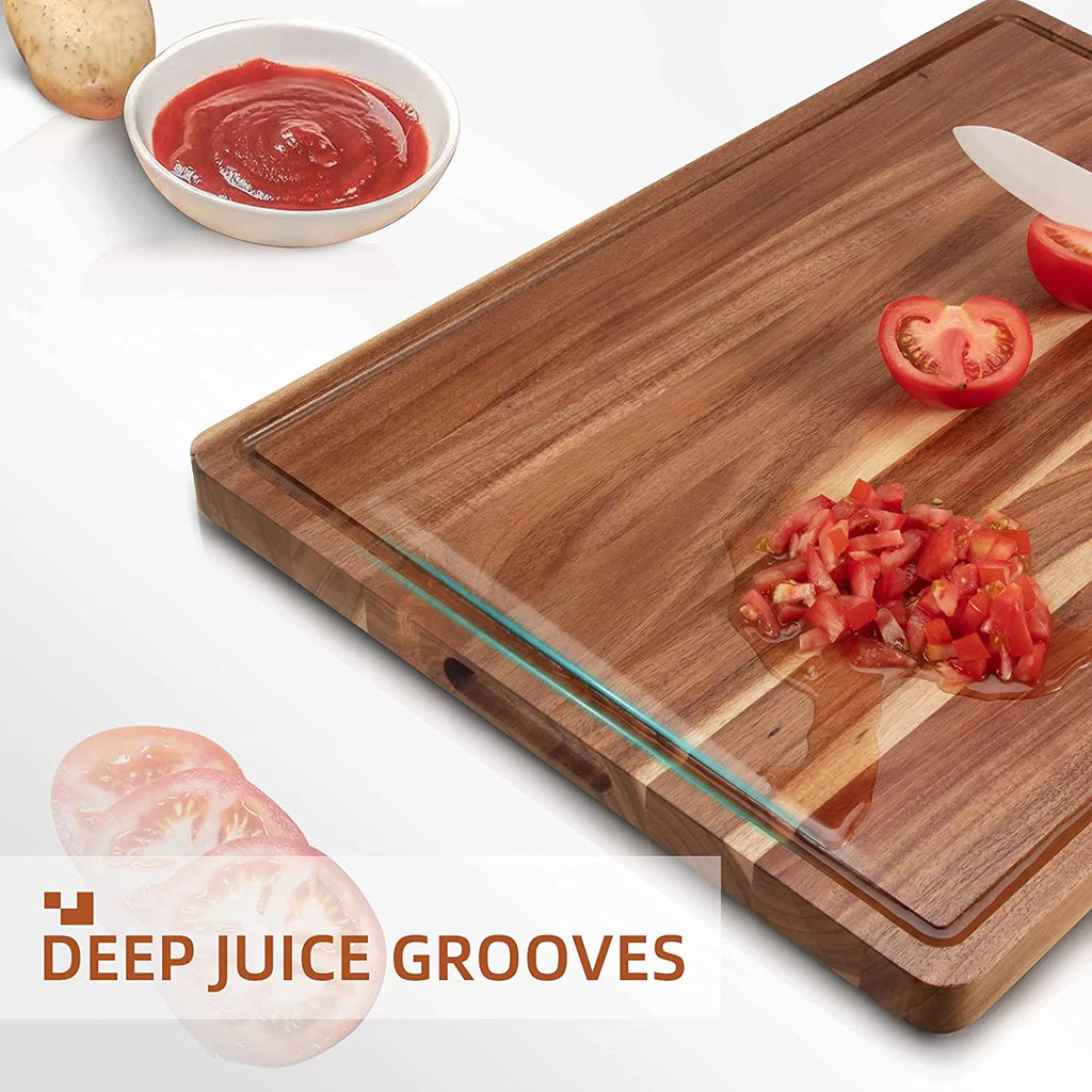 Acacia Wood Cutting Board with Juice Groove, 24"x 18"x 1.2" Extra Large Butcher Block G8739