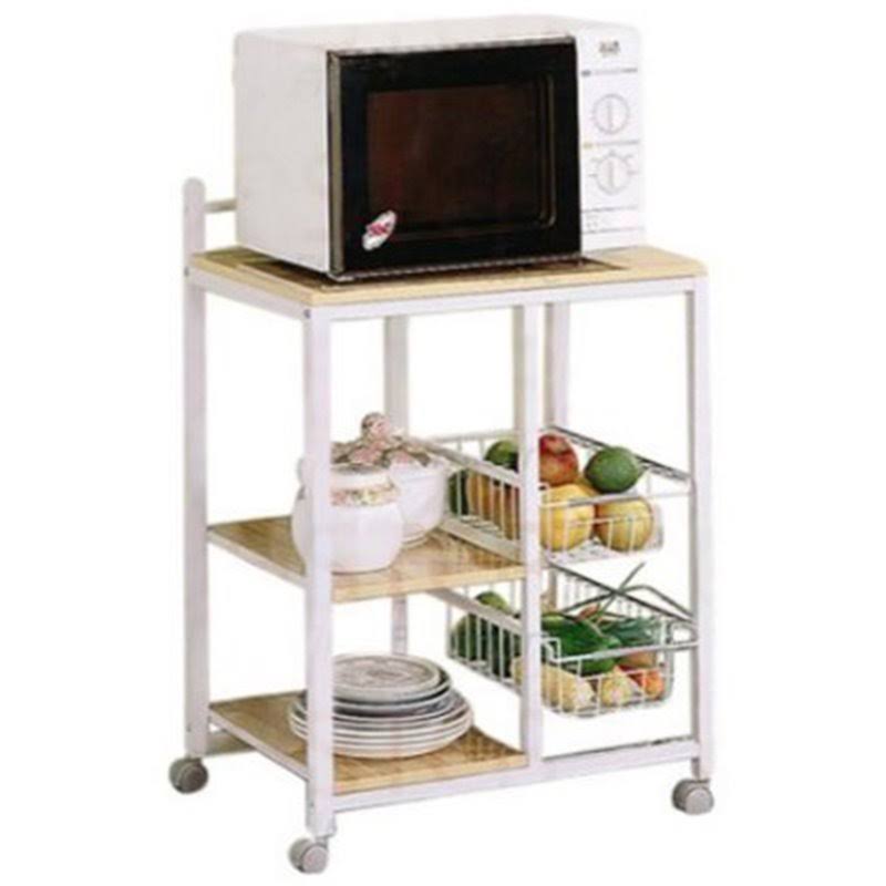 White Serving Cart on Casters J6857