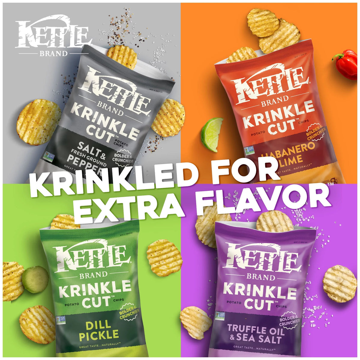 Krinkle Cut Truffle Oil and Sea Salt Kettle Chips, 8.5 oz A68212