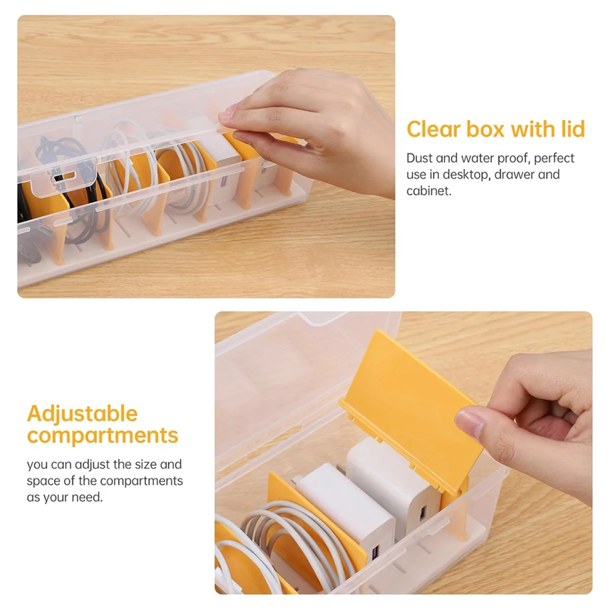 Clear Cable Organizer Box with Lid O724996