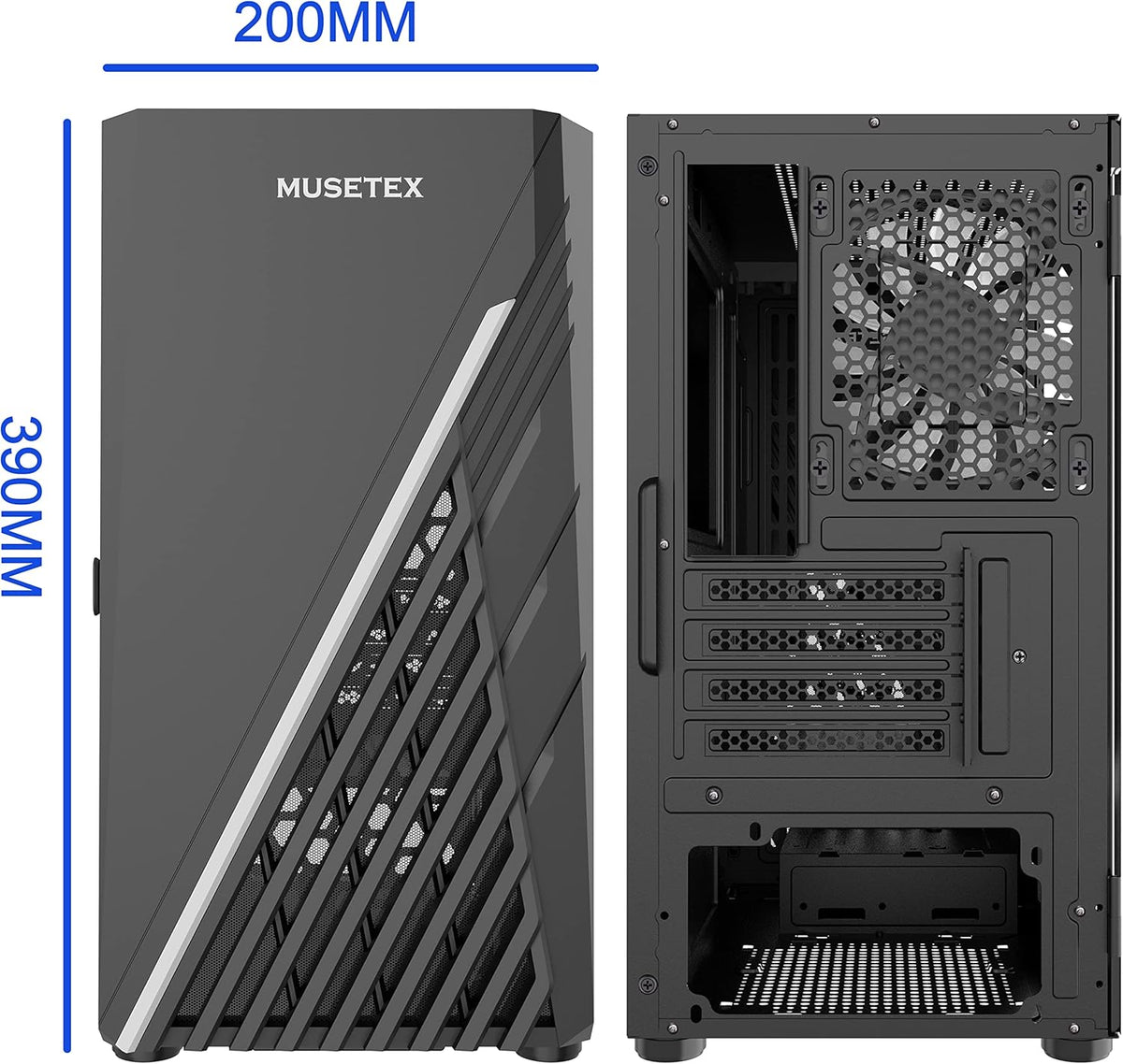 Black Micro-ATX PC Case with LED ARGB Fan A93082