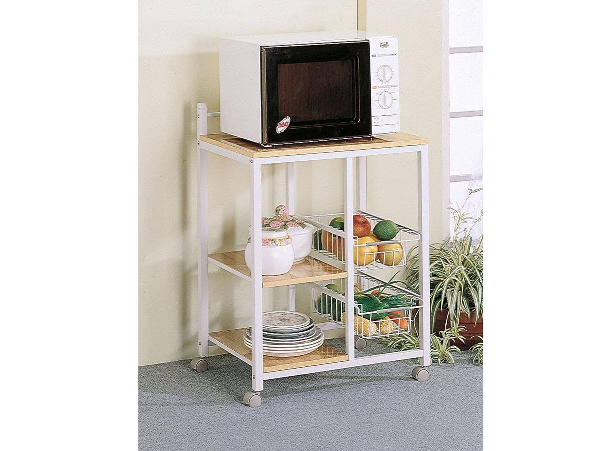 White Serving Cart on Casters J6857