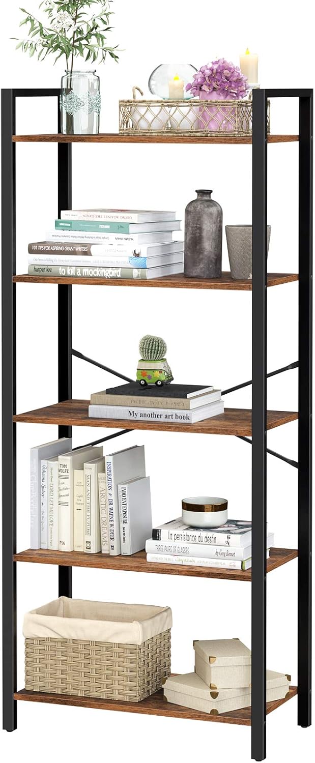 5-Tier Bookshelf with Steel Frame K751