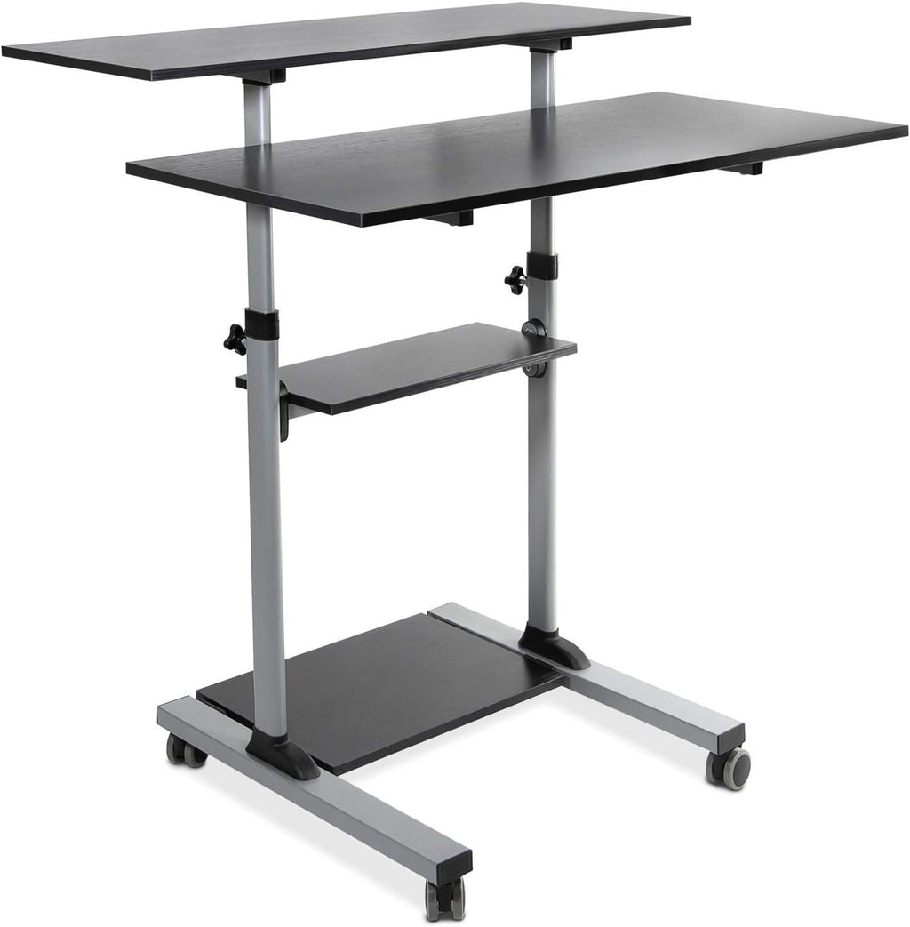 Height Adjustable Rolling Desk with 40 Wide Table Tops L8078