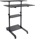 Height Adjustable Rolling Desk with 40 Wide Table Tops L8078