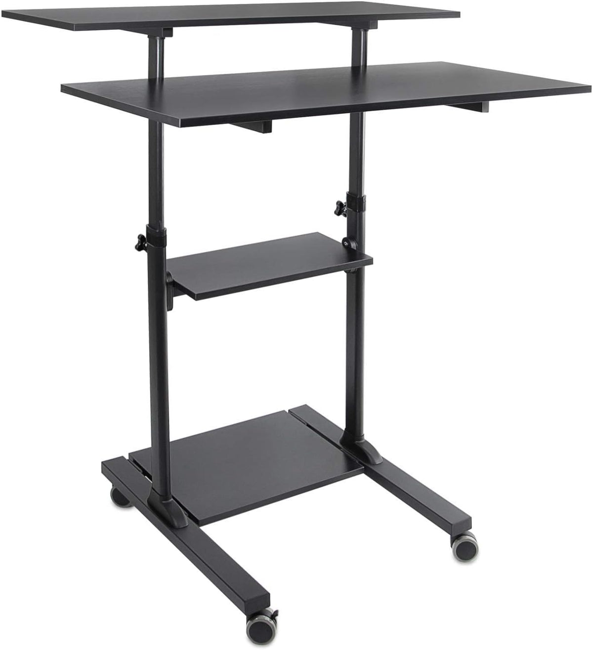Height Adjustable Rolling Desk with 40 Wide Table Tops L8078