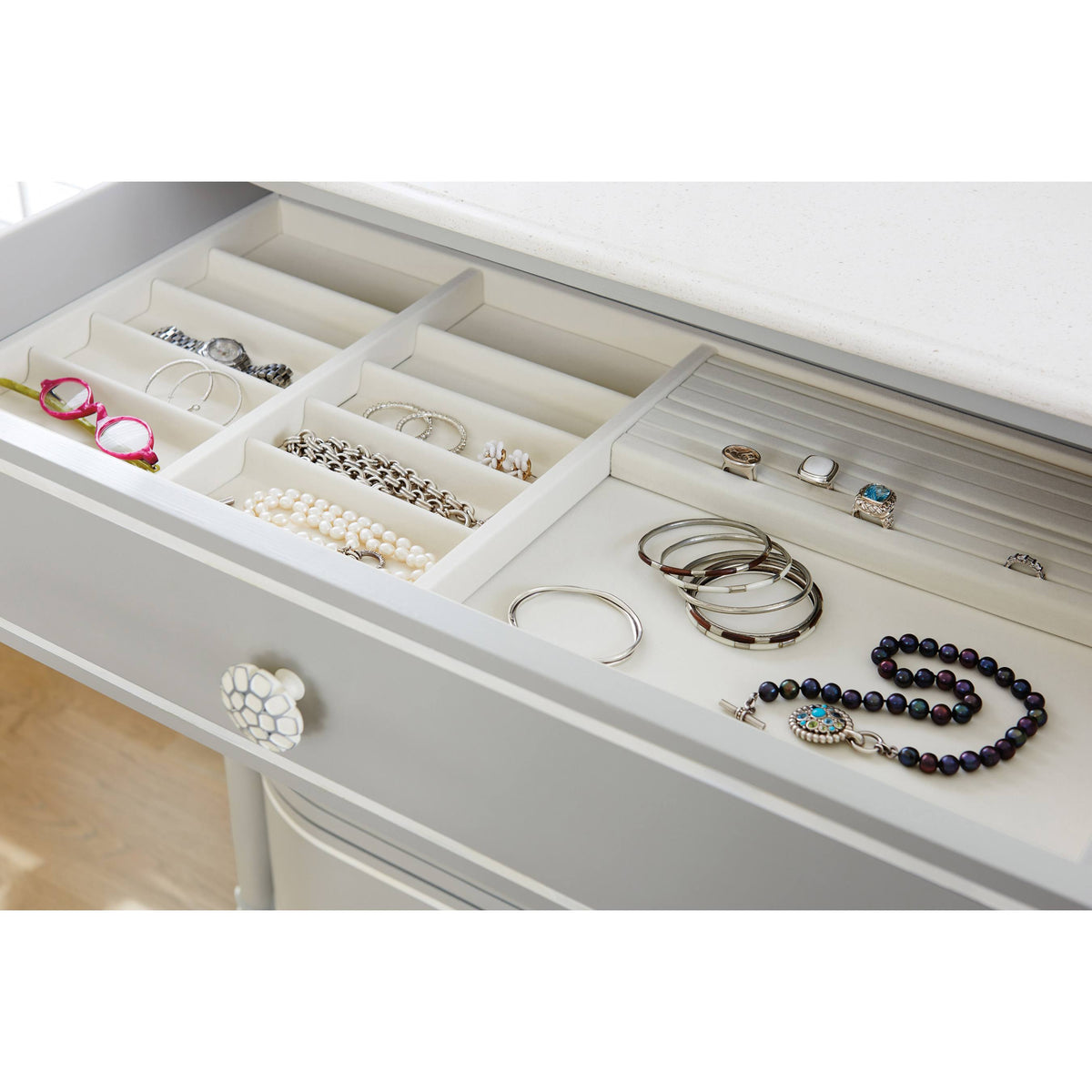 Gray Four Drawer Nightstand W9908