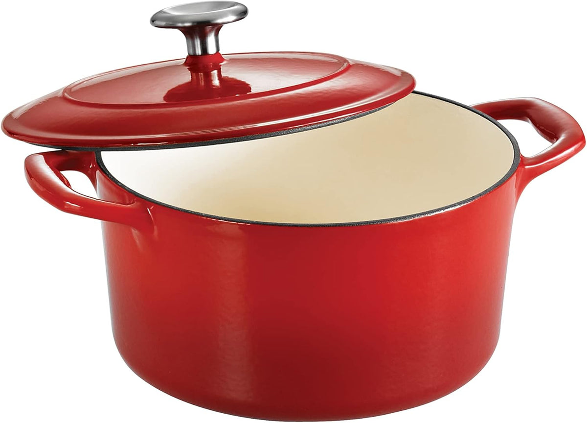Gradated Red Enameled Cast Iron 3.5-Quart Dutch Oven L47414