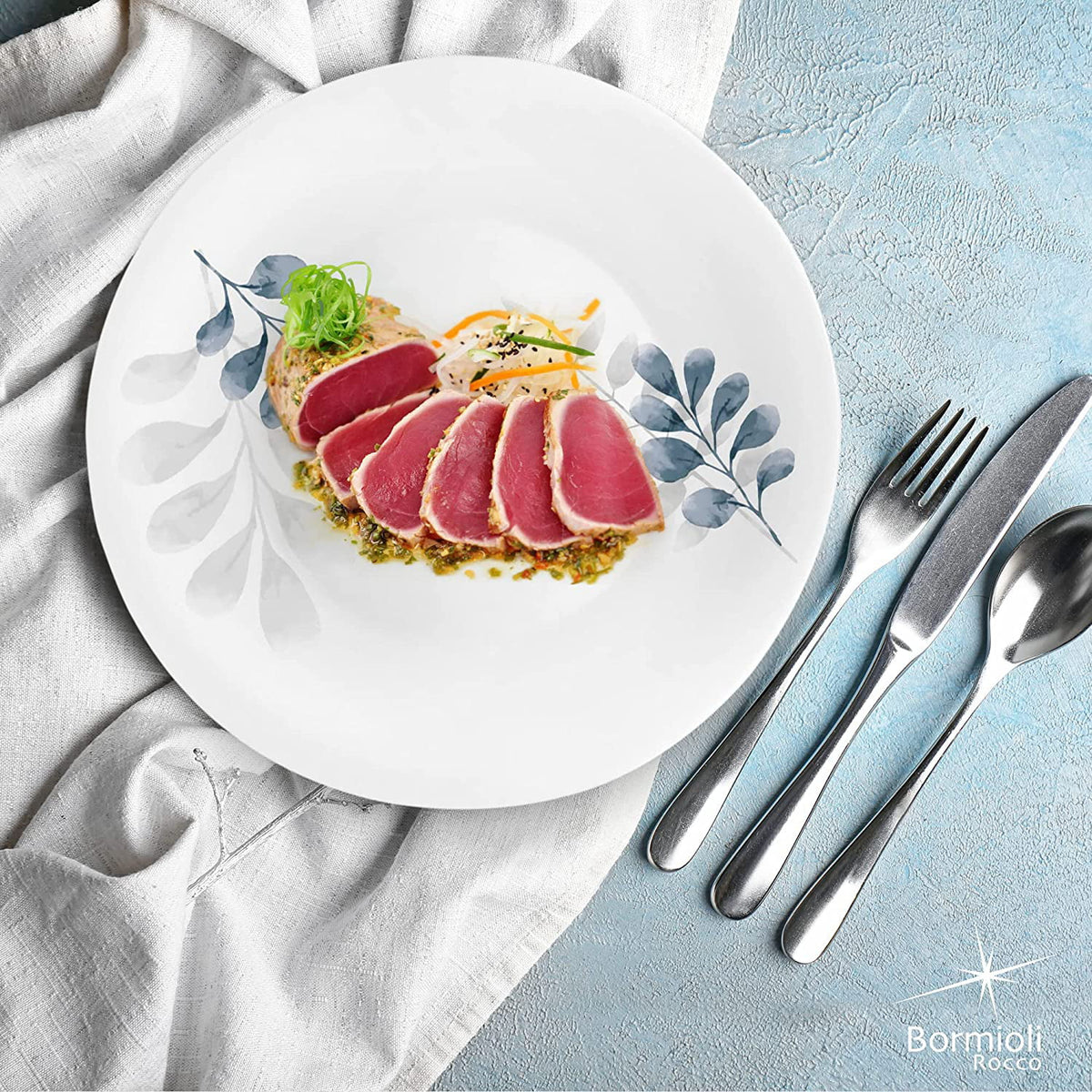 Set Of 6 10.75" Tempered Opal Glass Dinner Plates A877399