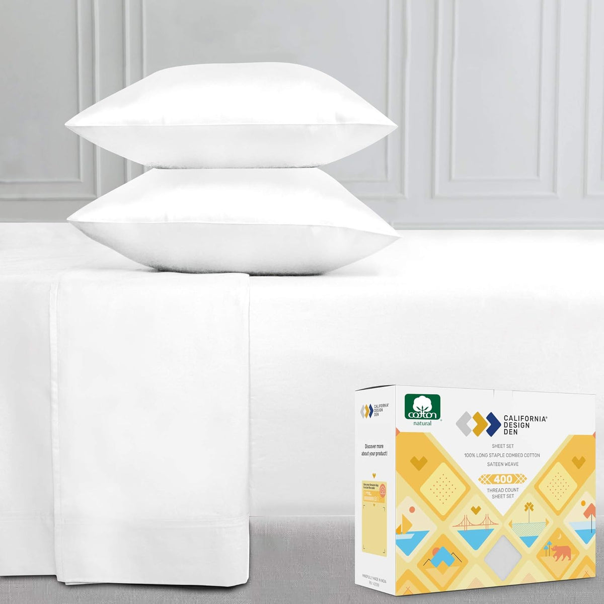 4 Pc 100% Cotton Cal King Sheet Set Y32325
