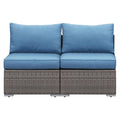 Blue PE Rattan Wicker Patio Armless Sofas S992845