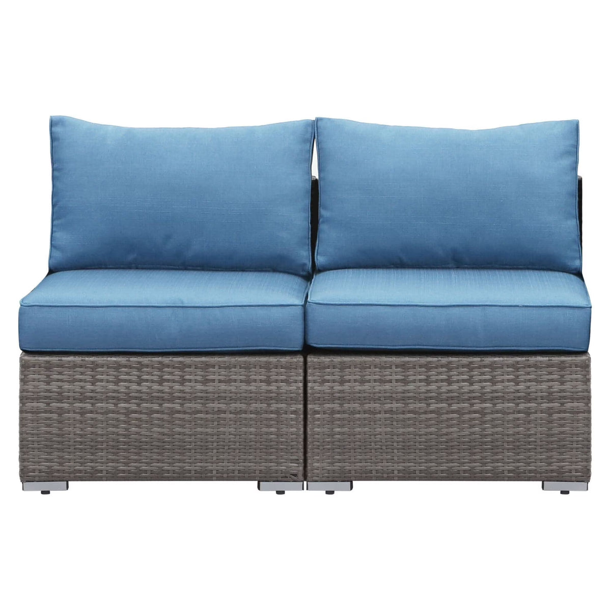 Blue PE Rattan Wicker Patio Armless Sofas S992845