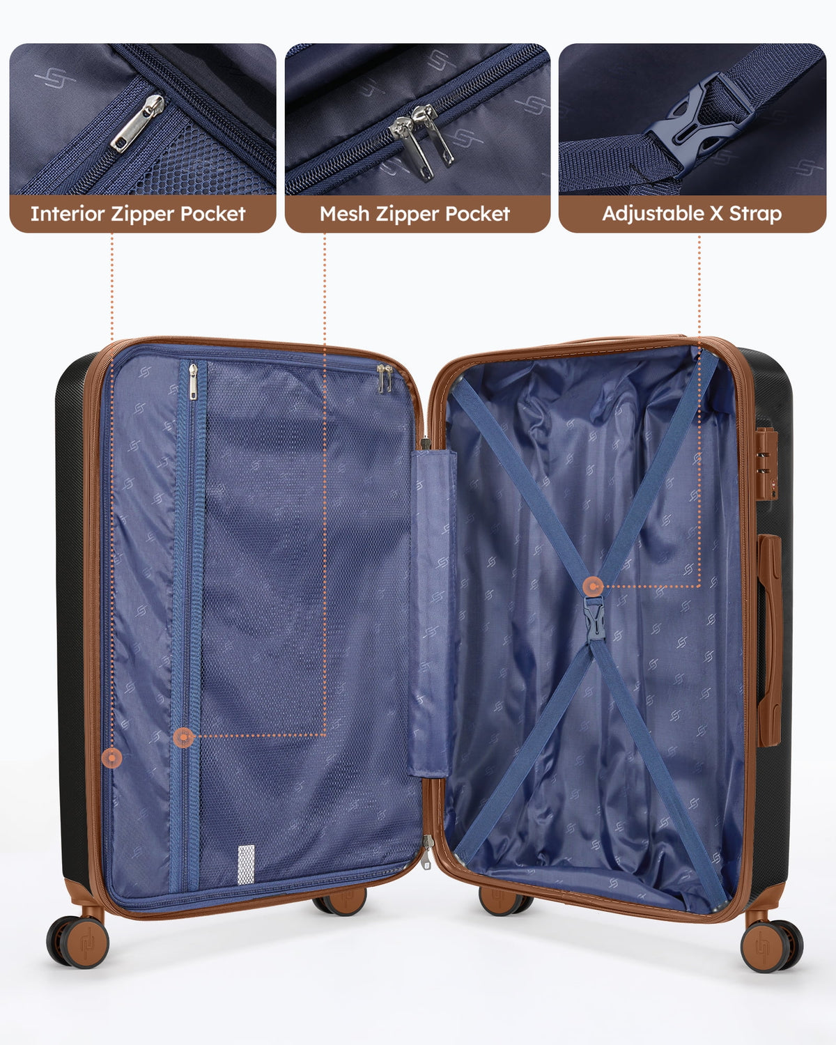 20" Expandable Carry on Luggage Lightweight Suitcase with Duffle Bag X197108