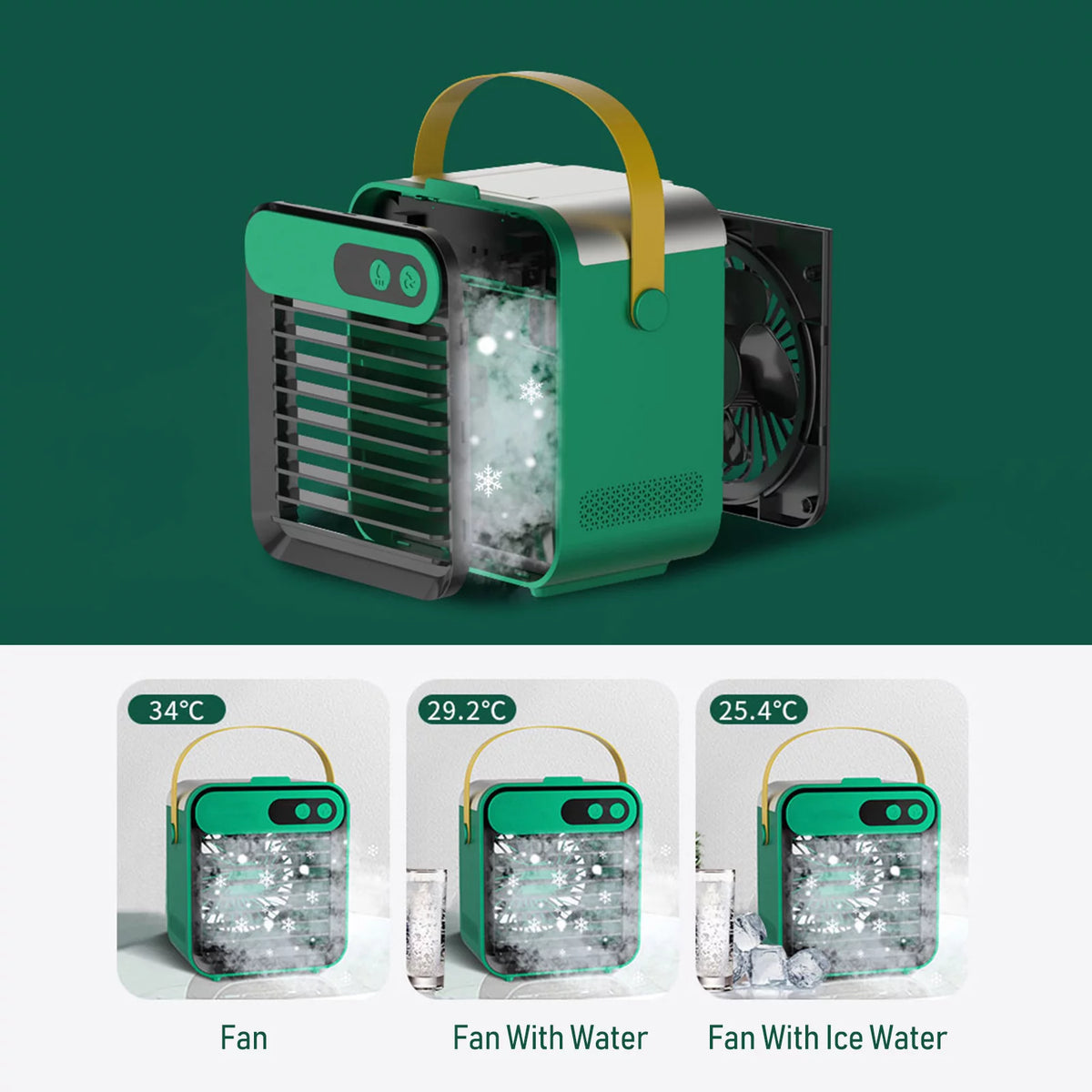 Air Conditioner Fan with Phone Holder Mirror 180mL 3 Speeds USB X74598