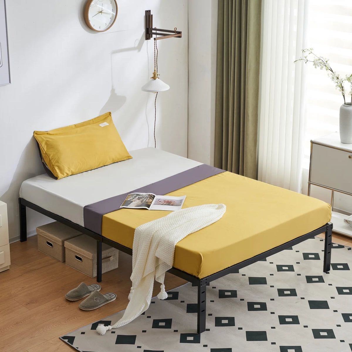Twin Size Black Metal Platform Bed T801556