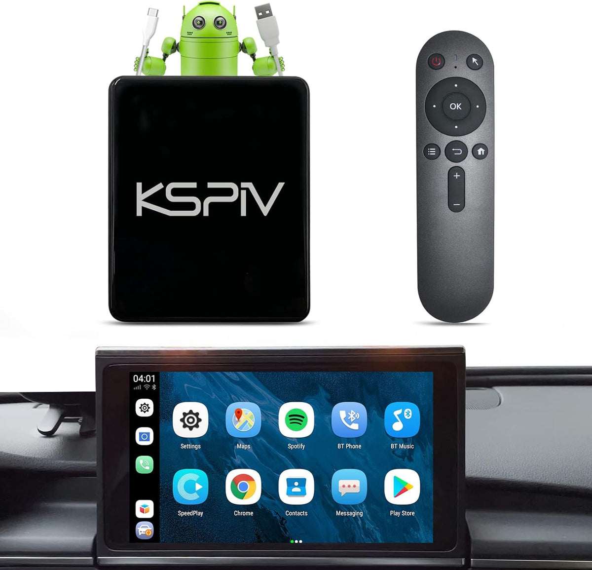 Wireless Carplay Dongle Multimedia Video Adapter Android AI Box 4+64GB I948421