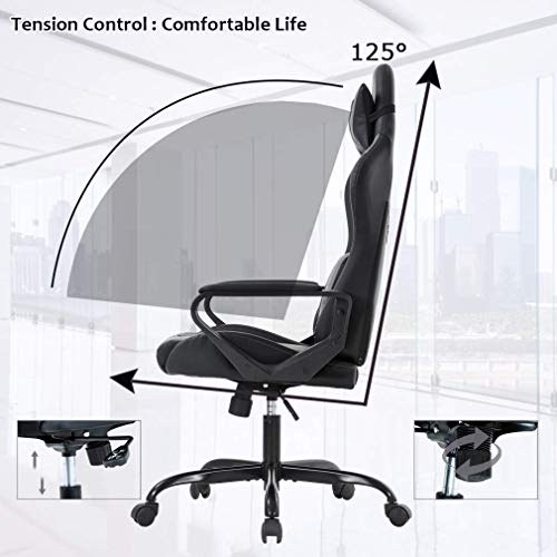 White Ergonomic High-Back Gaming Chair with Lumbar Support M85770