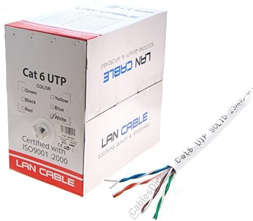 Yellow Cat6 1000 feet CM Bulk Ethernet Cable, Bare Solid Copper UTP, 23 AWG C244